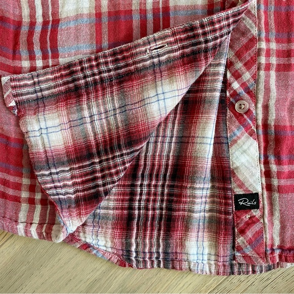 Rails Kendra gauze cotton double plaid long sleeve button-up shirt, size Medium - Picture 7 of 12